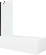 Mexen Vega Rechteckige Badewanne 180 x 80 cm mit Verkleidung und 1-flügeliger Abtrennung 70 cm, transparent, schwarz