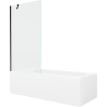 Mexen Vega Rechteckige Wanne 180 x 80 cm mit Verkleidung und 1-flügeligem Paravent 90 cm, transparent, schwarz