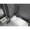 Mexen Vega Rechteckige Wanne 180 x 80 cm mit Verkleidung und 1-flügeligem Paravent 90 cm, transparent, schwarz