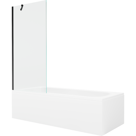 Mexen Vega Rechteckige Wanne 180 x 80 cm mit Verkleidung und 1-flügeliger Trennwand 80 cm, transparent, schwarz