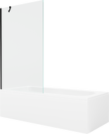 Mexen Vega Rechteckige Wanne 180 x 80 cm mit Verkleidung und 1-flügeliger Duschabtrennung 100 cm, transparent, schwarz