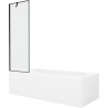 Mexen Vega rechteckige Badewanne 180 x 80 cm mit Verkleidung und 1-flügeliger 60 cm Duschabtrennung, schwarzes Muster