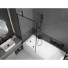 Mexen Vega Rechteckige Badewanne 180 x 80 cm mit Verkleidung und 1-flügeliger Abtrennung 80 cm, schwarzes Muster