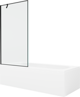 Mexen Vega Rechteckige Badewanne 180 x 80 cm mit Verkleidung und 1-flügeligem Paravent 90 cm, schwarzes Muster