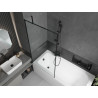 Mexen Vega Rechteckige Badewanne 180 x 80 cm mit Verkleidung und 1-flügeligem Paravent 90 cm, schwarzes Muster