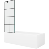 Mexen Vega Rechteckige Wanne 180 x 80 cm mit Verkleidung und 1-flügeliger Trennwand 70 cm, schwarzes Muster