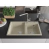 Mexen Tomas Granitspüle mit 2 Becken und Küchenarmatur Flora, beige - 6516-69-670401-00