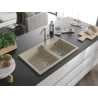 Mexen Tomas Granitspüle mit 2 Becken und Küchenarmatur Flora, beige - 6516-69-670401-00