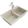 Mexen Tomas Granitspüle mit 2 Becken und Küchenarmatur Flora, beige - 6516-69-670401-00