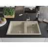 Mexen Tomas Granitspüle 2-Kammer mit Küchenarmatur Flora, beige - 6516-69-670401-07