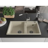 Mexen Tomas Granitspüle 2-Kammer mit Küchenarmatur Flora, Beige - 6516-69-670401-07-B