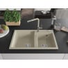 Mexen Tomas Granitspüle 2-Kammer mit Küchenarmatur Flora, beige - 6516-69-670401-09