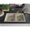 Mexen Tomas Granitspüle 2-Becken mit Küchenarmatur Flora, Beige - 6516-69-670401-57-B