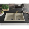 Mexen Tomas Granitspüle 2-Kammer mit Küchenarmatur Flora, beige - 6516-69-670401-57-B