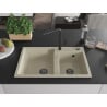 Mexen Tomas Granit-Spüle 2 Kammern mit Küchenarmatur Flora, beige - 6516-69-670401-70-B
