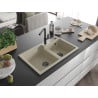 Mexen Tomas Granit-Spüle 2 Kammern mit Küchenarmatur Flora, beige - 6516-69-670401-70-B