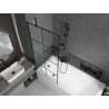Mexen Vega Rechteckige Badewanne 180 x 80 cm mit Verkleidung und 1-flügeliger Duschwand 80 cm, schwarzes Muster