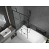 Mexen Vega Rechteckige Badewanne 180 x 80 cm mit Verkleidung und 1-flügeliger Trennwand 90 cm, schwarzes Muster