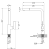 Mexen Tomas Granitspüle 2-Kammern mit Küchenarmatur Flora, schwarz gesprenkelt - 6516-76-670401-07-B