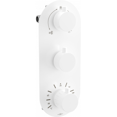 Mexen Kai Thermostatische 3-Wege-Wannen-Duscharmatur, weiß - 77603-20