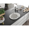 Mexen Kevin Granitspüle 1-Becken mit Abtropffläche und Küchenarmatur Flora, weiß - 6517-20-670401-00