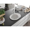 Mexen Kevin Granitspüle 1-beckig mit Abtropffläche und Küchenarmatur Flora, weiß - 6517-20-670401-00