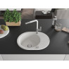 Mexen Kevin Granitspüle, 1-Becken mit Abtropffläche und Küchenarmatur Flora, weiß - 6517-20-670401-02