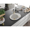 Mexen Kevin Granitspüle 1-Becken mit Abtropffläche und Küchenarmatur Flora, weiß - 6517-20-670401-57-G
