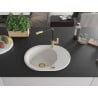 Mexen Kevin Granitspüle 1-Becken mit Abtropffläche und Küchenarmatur Flora, weiß - 6517-20-670401-57-G