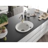 Mexen Kevin Granitspüle 1-beckig mit Abtropffläche und Küchenarmatur Flora, weiß - 6517-20-670401-57-B