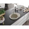 Mexen Kevin Granitspüle 1-Becken mit Abtropffläche und Küchenarmatur Flora, Beige - 6517-69-670401-00