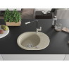 Mexen Kevin Granitspüle 1-beckig mit Abtropffläche und Küchenarmatur Flora, beige - 6517-69-670401-07