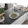 Mexen Kevin Granitspüle 1-beckig mit Abtropffläche und Küchenarmatur Flora, beige - 6517-69-670401-07-B
