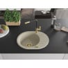 Mexen Kevin Granitspüle einteilig mit Abtropffläche und Küchenarmatur Flora, beige - 6517-69-670401-57-G