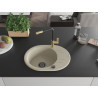 Mexen Kevin Granitspüle 1-beckig mit Abtropffläche und Küchenarmatur Flora, beige - 6517-69-670401-57-B