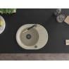 Mexen Kevin Granitspüle 1-beckig mit Abtropffläche und Küchenarmatur Flora, beige - 6517-69-670401-57-B