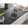 Mexen Kevin Granitspüle 1-Becken mit Abtropffläche und Küchenarmatur Flora, grau - 6517-71-670401-06