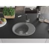 Mexen Kevin Granitspüle 1-Becken mit Abtropffläche und Küchenarmatur Flora, grau - 6517-71-670401-07