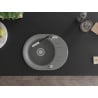 Mexen Kevin Granitspüle 1-Becken mit Abtropffläche und Küchenarmatur Flora, grau - 6517-71-670401-07