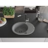 Mexen Kevin Granitspüle 1-Becken mit Abtropffläche und Küchenarmatur Flora, grau - 6517-71-670401-07-B