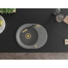 Mexen Kevin Granitspüle 1-Becken mit Abtropffläche und Küchenarmatur Flora, grau - 6517-71-670401-57-G