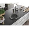 Mexen Kevin granitspüle 1-kammer mit Abtropffläche und Küchenarmatur Flora, grau - 6517-71-670401-57-B