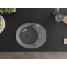 Mexen Kevin granitspüle 1-kammer mit Abtropffläche und Küchenarmatur Flora, grau - 6517-71-670401-57-B
