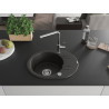 Mexen Kevin Granitspüle 1-Becken mit Abtropffläche und Küchenarmatur Flora, schwarz/gold metallic - 6517-75-670401-00