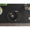 Mexen Kevin 1-Becken Granitspüle mit Abtropffläche und Küchenarmatur Flora, schwarz/goldener Metallic - 6517-75-670401-07