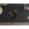 Mexen Kevin Granitspüle 1-Becken mit Abtropffläche und Küchenarmatur Flora, schwarz/gold metallic - 6517-75-670401-57-B