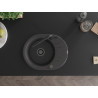 Mexen Kevin Granitspüle 1-Becken mit Abtropffläche und Küchenarmatur Flora, schwarz gesprenkelt - 6517-76-670401-70-B