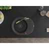 Mexen Kevin granitspüle 1-becken mit abtropffläche und küchenarmatur Flora, schwarz gesprenkelt - 6517-76-670401-75-B