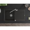 Mexen Leo Granitspüle 1-Becken mit Abtropffläche und Küchenarmatur Carla, schwarz/goldene Metallic - 6501-75-670700-00