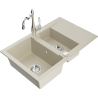 Mexen Gaspar Granitspüle 1,5-Becken mit Abtropffläche und Küchenarmatur Carla, beige - 6507-69-670700-00